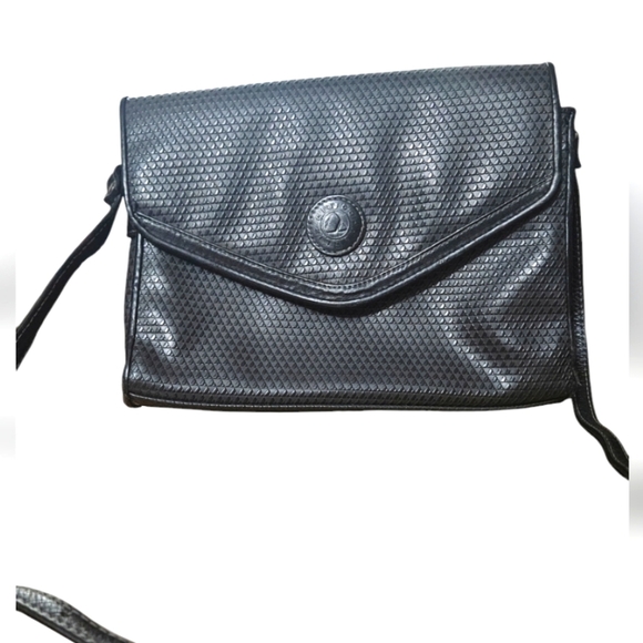 VINTAGE 1980'S LIZ CLAIBORNE  Leather Deep navy Crossbody Handbag - Picture 1 of 12